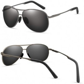 Sport Polarized Aviator Sunglasses for Men Women-Metal Frame UV400 Protection - Gun/Black - CD18WEKYULK $13.99