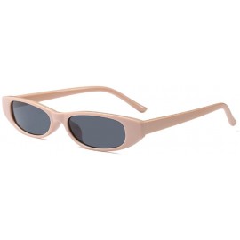 Goggle Vintage Small Sunglasses Fashion Narrow Oval Frame eyewea for neutral - Khaki - C918DTMIICT $8.17