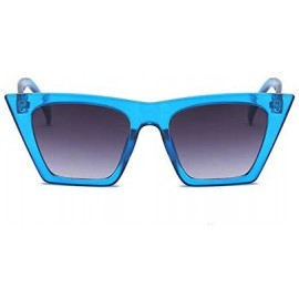 Square Fashion Square Cat Eye Sunglasses Women Vintage Small Cateye Trendy Sunglasses - Blue - C6199ZMU9TH $9.06