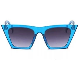 Square Fashion Square Cat Eye Sunglasses Women Vintage Small Cateye Trendy Sunglasses - Blue - C6199ZMU9TH $9.06