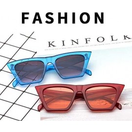 Square Fashion Square Cat Eye Sunglasses Women Vintage Small Cateye Trendy Sunglasses - Blue - C6199ZMU9TH $9.06