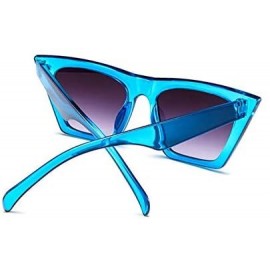 Square Fashion Square Cat Eye Sunglasses Women Vintage Small Cateye Trendy Sunglasses - Blue - C6199ZMU9TH $9.06