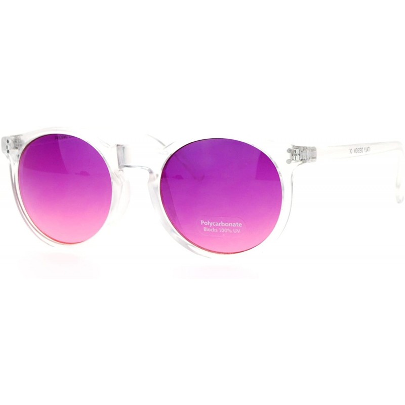 Round Clear Frame Sunglasses Round Keyhole Retro Fashion Color Gradient Lens - Clear - CH188OQLK8K $8.33