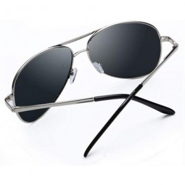 Aviator Men Military Style Classic Aviator Polarized Sunglasses Outdoor 100% UV protection - Silver - CU18X8AOUE3 $12.48