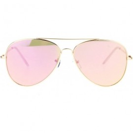 Aviator Womens Flat Aviator Sunglasses Gold Spring Hinge Metal Frame Pink Mirror Lens - C4188NZR2Y0 $11.27