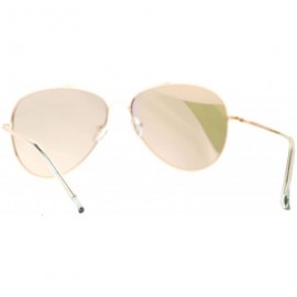 Aviator Womens Flat Aviator Sunglasses Gold Spring Hinge Metal Frame Pink Mirror Lens - C4188NZR2Y0 $11.27