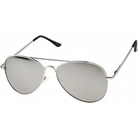 Aviator Classic Metal Frame Spring Hinges Color Mirror Lens Aviator Sunglasses 56mm - Silver / Silver Mirror - C612K05AIVV $1...