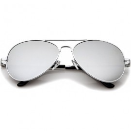 Aviator Classic Metal Frame Spring Hinges Color Mirror Lens Aviator Sunglasses 56mm - Silver / Silver Mirror - C612K05AIVV $1...