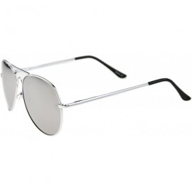 Aviator Classic Metal Frame Spring Hinges Color Mirror Lens Aviator Sunglasses 56mm - Silver / Silver Mirror - C612K05AIVV $1...