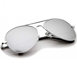 Aviator Classic Metal Frame Spring Hinges Color Mirror Lens Aviator Sunglasses 56mm - Silver / Silver Mirror - C612K05AIVV $1...