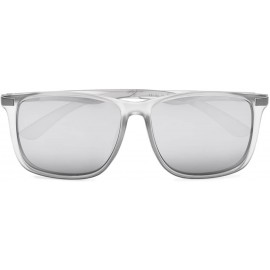 Square Large Bifocal Sunglasses Polit Style Sunshine Readers with Bendable Memory Bridge and Arm - Sgs037 Silver Mirror - CT1...