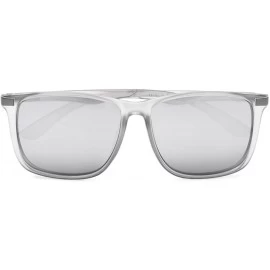 Square Large Bifocal Sunglasses Polit Style Sunshine Readers with Bendable Memory Bridge and Arm - Sgs037 Silver Mirror - CT1...