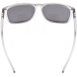 Square Large Bifocal Sunglasses Polit Style Sunshine Readers with Bendable Memory Bridge and Arm - Sgs037 Silver Mirror - CT1...