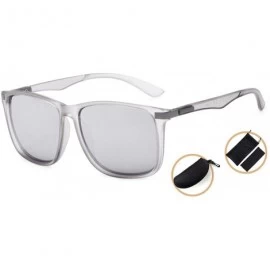 Square Large Bifocal Sunglasses Polit Style Sunshine Readers with Bendable Memory Bridge and Arm - Sgs037 Silver Mirror - CT1...