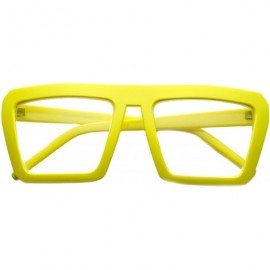 Sport Fashion Frame Flat Top Blaster Frame Horn Rimmed Style Eyewear Clear Lens Glasses (Yellow) - C111VHIHJEL $12.89