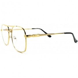 Square Old School Retro Style Hip Hop Mens Womens Nerdy Lens Square Glasses - Gold - C41892ZGW6E $15.21