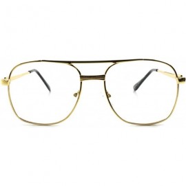 Square Old School Retro Style Hip Hop Mens Womens Nerdy Lens Square Glasses - Gold - C41892ZGW6E $15.21