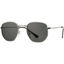 Square Small Polarized Sunglasses for Women Square Metal Frame Hexagonal Flat Lenses Sun Glasses - CN194RCIW5U $16.86
