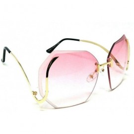 Square Womens XL Oversized Rimless Butterfly Luxury Sunglasses - Gold Metallic Frame - CS18UX0M8DW $12.83