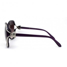 Butterfly Womens Leopard Jewel Emblem Hinge Butterfly Sunglasses - Purple Silver Burgundy - CM196WH6L2X $13.93