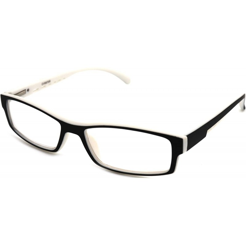 Rectangular Soft Matte Black w/ 2 Tone Reading Glasses Spring Hinge 0.74 Oz - R1 Matte Black Matte White - CD18WY96CEQ $16.15