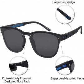 Sport Mens Polarized UV 400 Protection Sport Square Sunglasses for Men Fishing Driving - Black/Blue Line - CV18WGZUGST $14.83