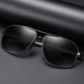 Round Al-Mg Alloy Photochromic Sunglasses Men Polarized Outdoor Driving Sun Glasses - C2 Gun Green - CA198O0IT88 $11.34