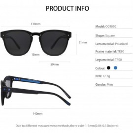 Sport Mens Polarized UV 400 Protection Sport Square Sunglasses for Men Fishing Driving - Black/Blue Line - CV18WGZUGST $14.83