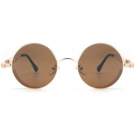 Round Vintage Metal Round Sunglasses UV Protection for Men Women - Brown Lens - CP196R9OK7M $10.95