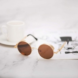 Round Vintage Metal Round Sunglasses UV Protection for Men Women - Brown Lens - CP196R9OK7M $10.95