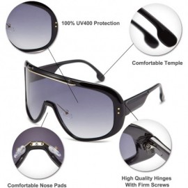 Goggle Oversized Super Shield Sunglasses One Piece Mirror Lens Goggles Windproof Glasses Women Men - Gradient Black - CH196M8...