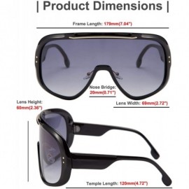 Goggle Oversized Super Shield Sunglasses One Piece Mirror Lens Goggles Windproof Glasses Women Men - Gradient Black - CH196M8...