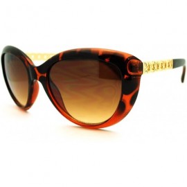 Cat Eye Women's Fashion Metal Chain Temple Cat Eye Sunglasses - Tortoise - CU11G5J2NPR $8.58