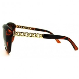 Cat Eye Women's Fashion Metal Chain Temple Cat Eye Sunglasses - Tortoise - CU11G5J2NPR $8.58