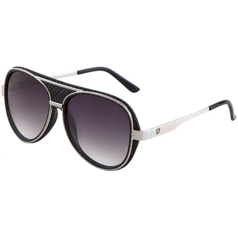 Oval Oversized Carbon Fiber Print Metal Aviator Sunglasses - Silver & Black Carbon Fiber Frame - C9185NKTQZM $12.47