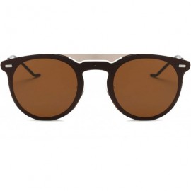 Round Women Retro Vintage Mirrored Round Designer Sunglasses - Brown - CK18I4D9A8A $12.84