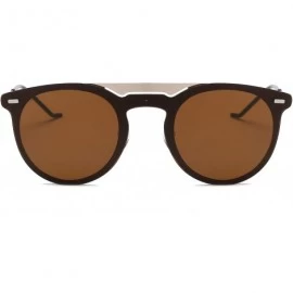 Round Women Retro Vintage Mirrored Round Designer Sunglasses - Brown - CK18I4D9A8A $12.84