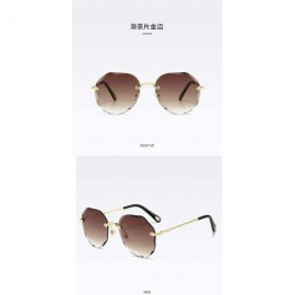 Rimless Rimless and Cut-Edge Sunglasses for Women with Polygonal Ocean Pieces - 5 - CC198SHR6LK $32.12