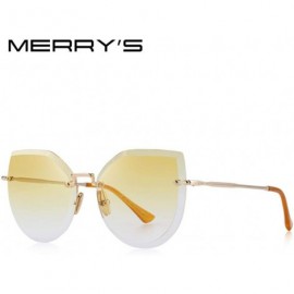 Cat Eye DESIGN Women Rimless Cat Eye Sunglasses Gradient Lens UV400 C04 Brown - C03 Yellow - C2196R0OQ5U $11.09