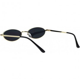 Oval Skinny Oval Metal Frame Sunglasses Womens Trendy Fashion Color Lens UV 400 - Gold (Black) - CT18QLLM9DW $11.30