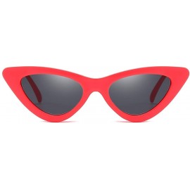 Cat Eye Retro Vintage Trendy Cat Eye Sunglasses For Women Clout Goggles Plastic Frame Glasses - Red&grey - CL18H7LNG4D $7.94