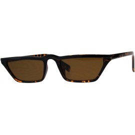 Cat Eye Womens Retro Vintage Narrow Flat Top Cat Eye Plastic Hippie Sunglasses - Tortoise Brown - CK18CGN909X $10.55