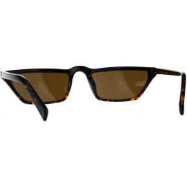 Cat Eye Womens Retro Vintage Narrow Flat Top Cat Eye Plastic Hippie Sunglasses - Tortoise Brown - CK18CGN909X $10.55