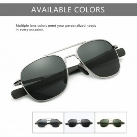 Rectangular Men's Military Style Polarized Pilot Aviator Sunglasses Bayonet Temples - New-silver Frame/Gray Lens - CD18I4R3AN...