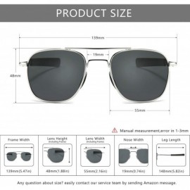 Rectangular Men's Military Style Polarized Pilot Aviator Sunglasses Bayonet Temples - New-silver Frame/Gray Lens - CD18I4R3AN...