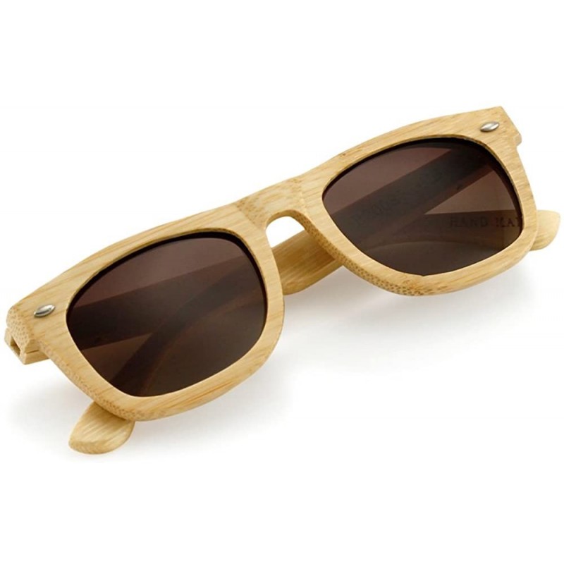 Square Polarized Bamboo lightweight Wood Vintage Sunglasses Men Women Eyewear - Brown - CS127DGR1FH $21.81