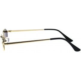 Oval Skinny Oval Metal Frame Sunglasses Womens Trendy Fashion Color Lens UV 400 - Gold (Black) - CT18QLLM9DW $11.30