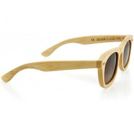 Square Polarized Bamboo lightweight Wood Vintage Sunglasses Men Women Eyewear - Brown - CS127DGR1FH $21.81