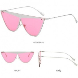 Oval Metal Frame Flat Top Sunglasses Women's Brand Design Cat Sunglasses Fashion 2019 Summer Style Eyewear - CQ18UI2GGKT $11.41