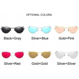 Oval Women Round Sunglasses Retro Sun Glasses For Girls Female Oval Sunglass Mirror - Silver Red - CX1999MR67R $10.70